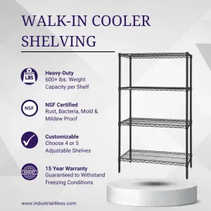 12" x 42" Walk In Cooler and Freezer Wire Shelving Unit