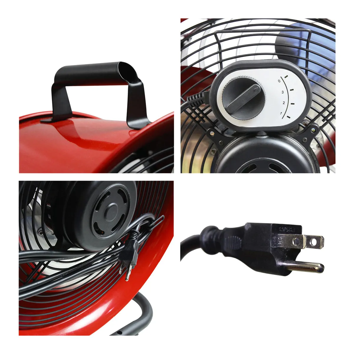 16 In. 3-Speed Tilting High Velocity Floor Fan with Steel Shroud