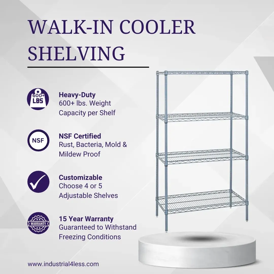 18" x 54" Walk In Cooler and Freezer Wire Shelving Unit