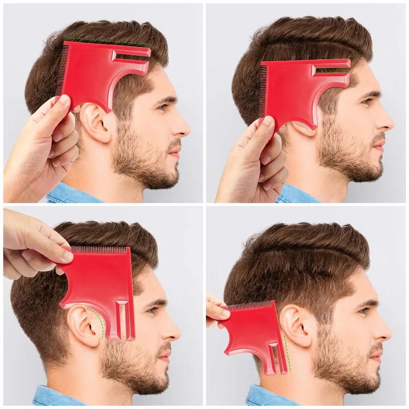 2 Piece Beard Guide Shaping Template Lineup Tool With Built-In Comb