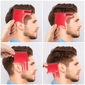 2 Piece Beard Guide Shaping Template Lineup Tool With Built-In Comb