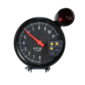 5 Inch Tachometer Carbon Fiber Face 7 Colors With LED Pointer Adjustable Shift Light RPM For 4 6 8 Cylinders Petrol Engine