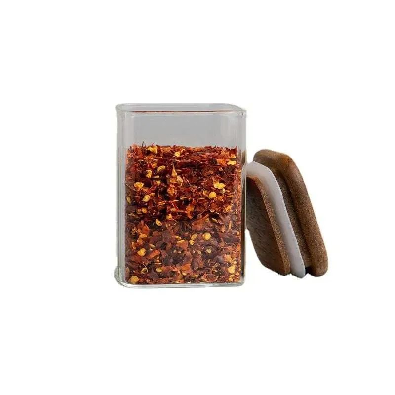 Acacia Wood Cover Glass Seasoning Jars