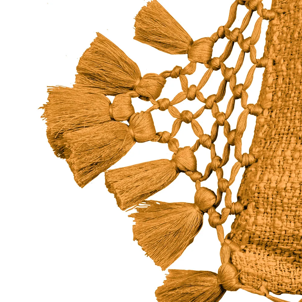 Anko Macrame Tassel Trim Cushion Ginger