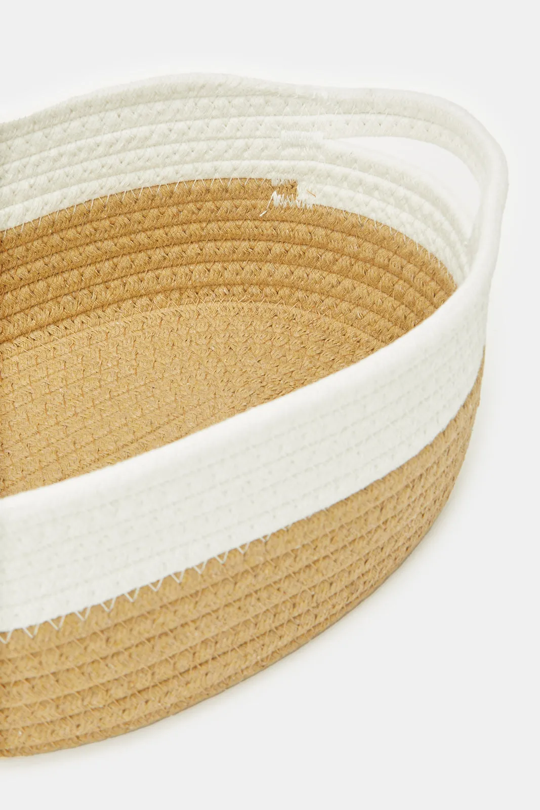 Beige And White Oval Basket (Small)