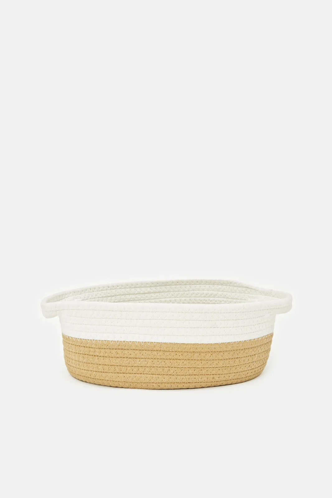 Beige And White Oval Basket (Small)