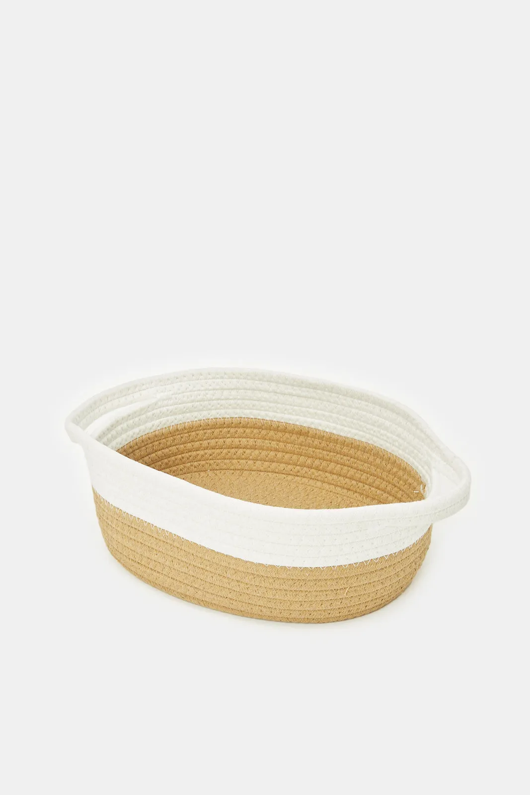 Beige And White Oval Basket (Small)