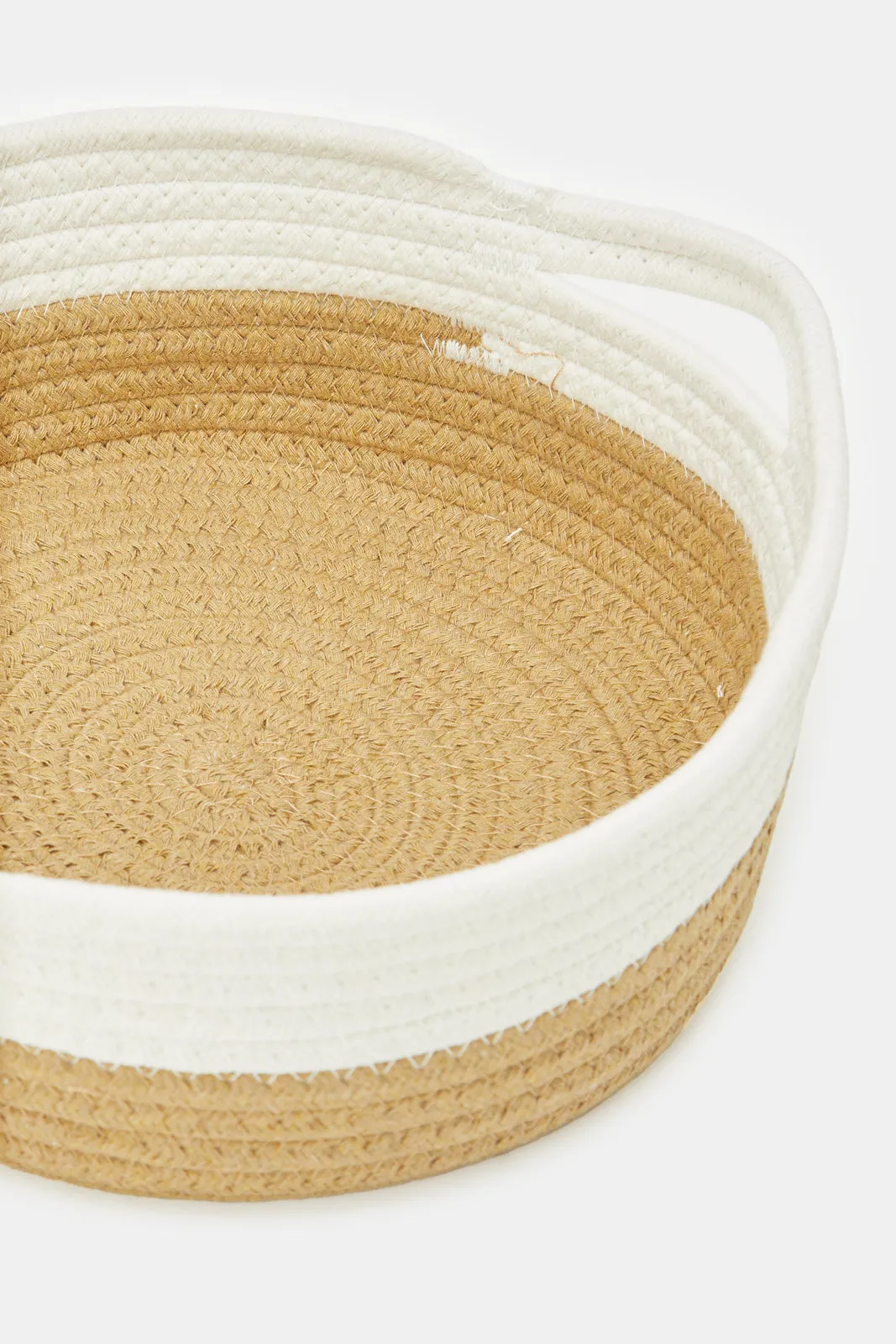Beige And White Round Basket (Small)