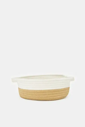 Beige And White Round Basket (Small)
