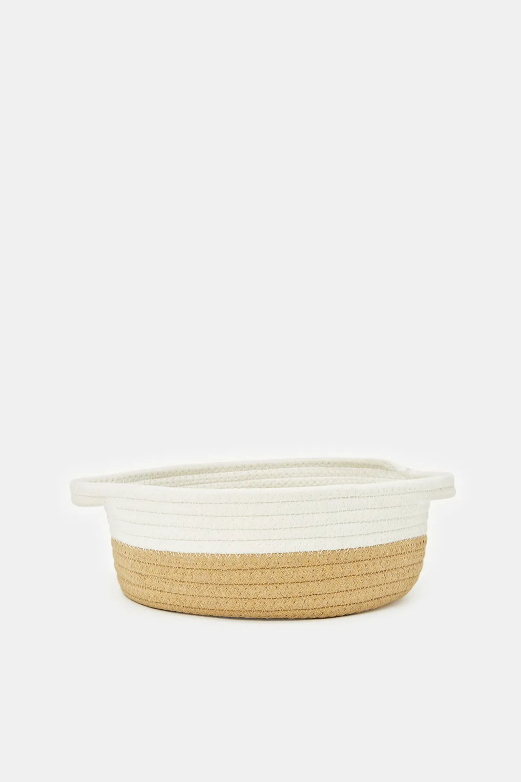 Beige And White Round Basket (Small)