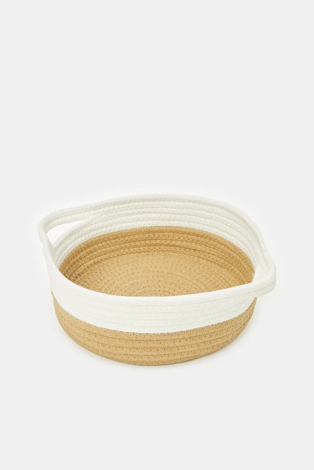 Beige And White Round Basket (Small)