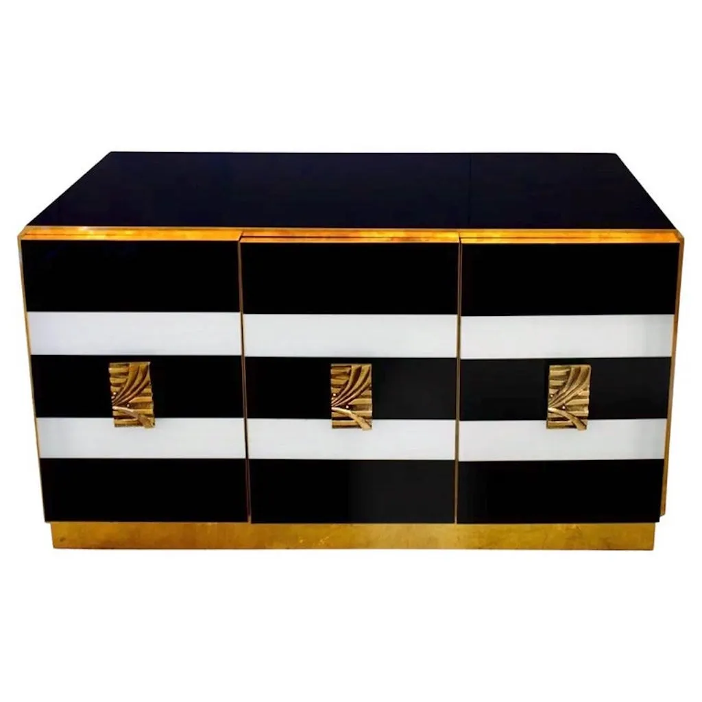 Bespoke Italian Abstract Branch Design 2-Door Turquoise Blue Glass Cabinet