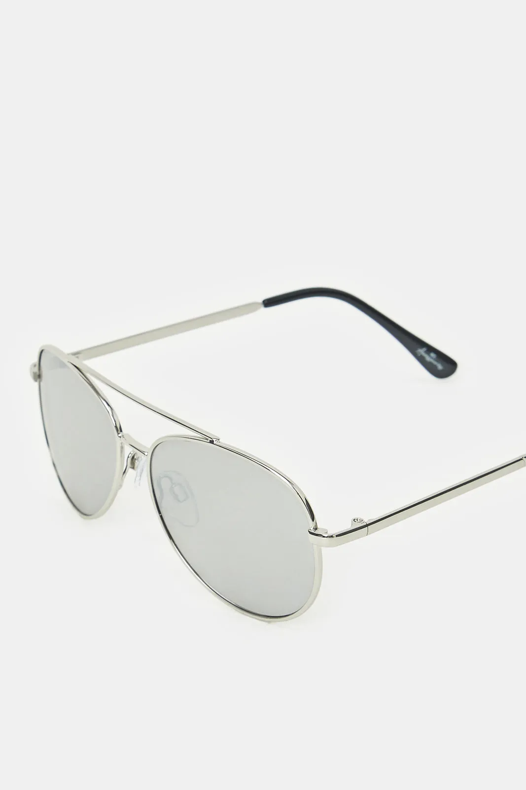 Boys Silver And Black Aviator Embellished Sunglasses