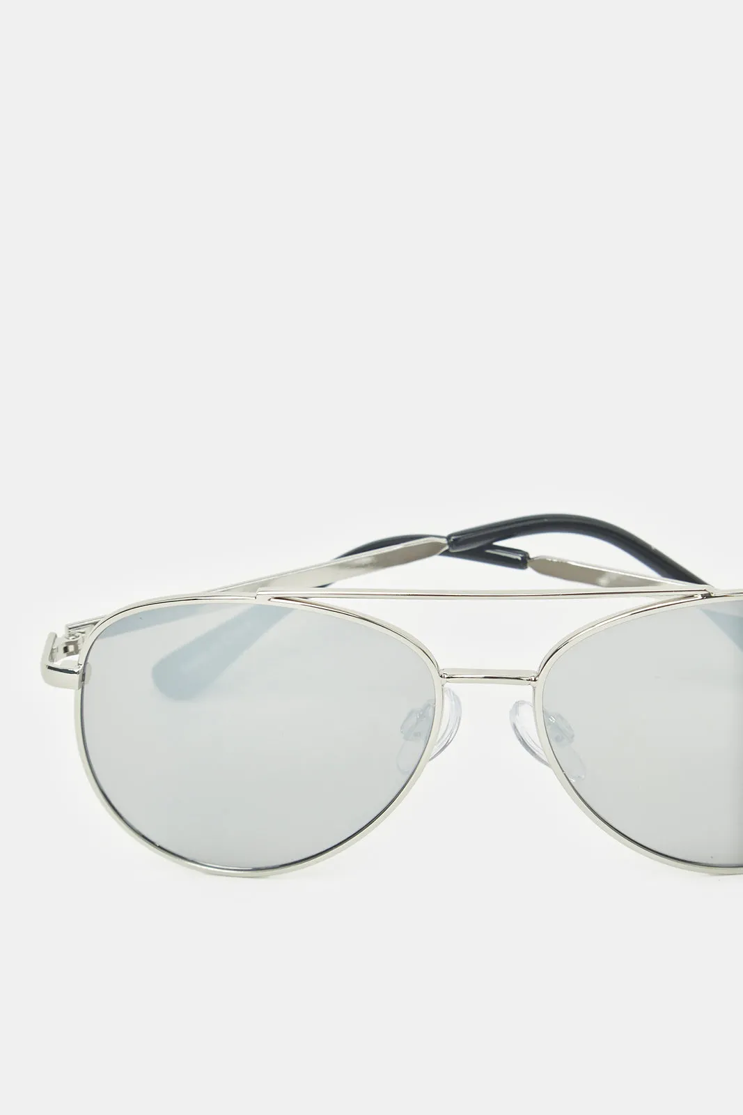 Boys Silver And Black Aviator Embellished Sunglasses