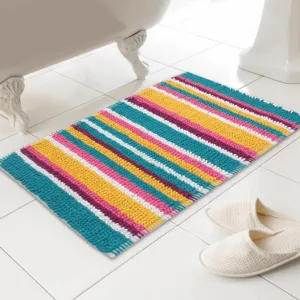 Bright Colour Stripes Soft Bobble Shower Bath Mat 50x80cm