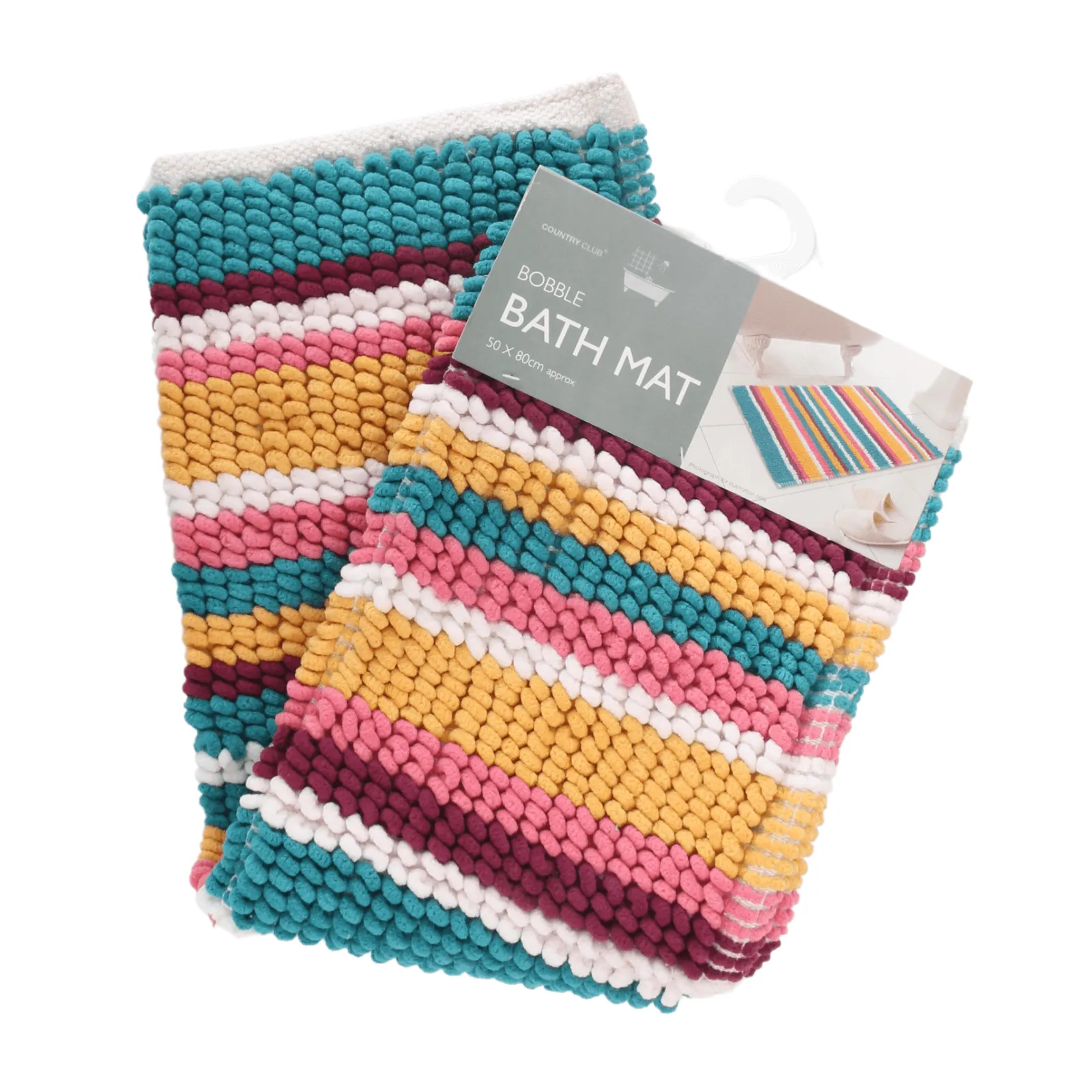 Bright Colour Stripes Soft Bobble Shower Bath Mat 50x80cm