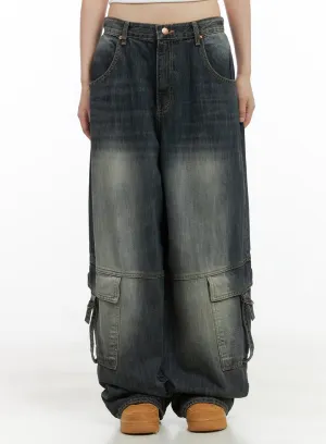Capri Roomy Denim Cargo Jeans CS412