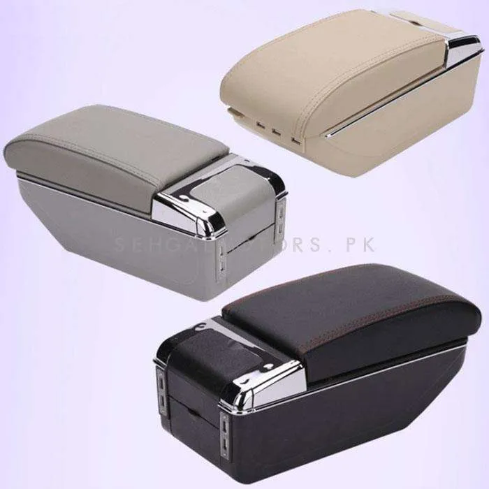 Car Universal Multi-functional 6 USB Arm Rest Black Color