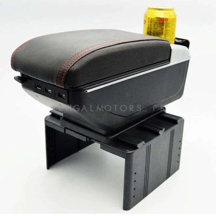Car Universal Multi-functional 6 USB Arm Rest Black Color