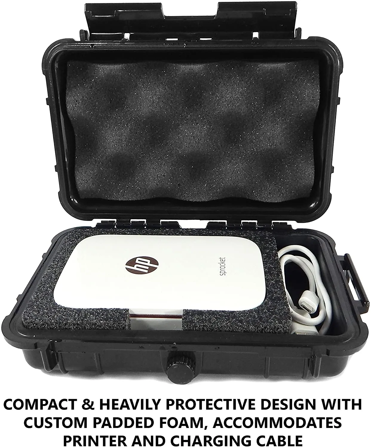 CASEMATIX Carry Case for Hp Sprocket Portable Photo Printer, Mini Sprocket Printer and Charger in Crushproof, Waterproof Protective Travel Carry Case