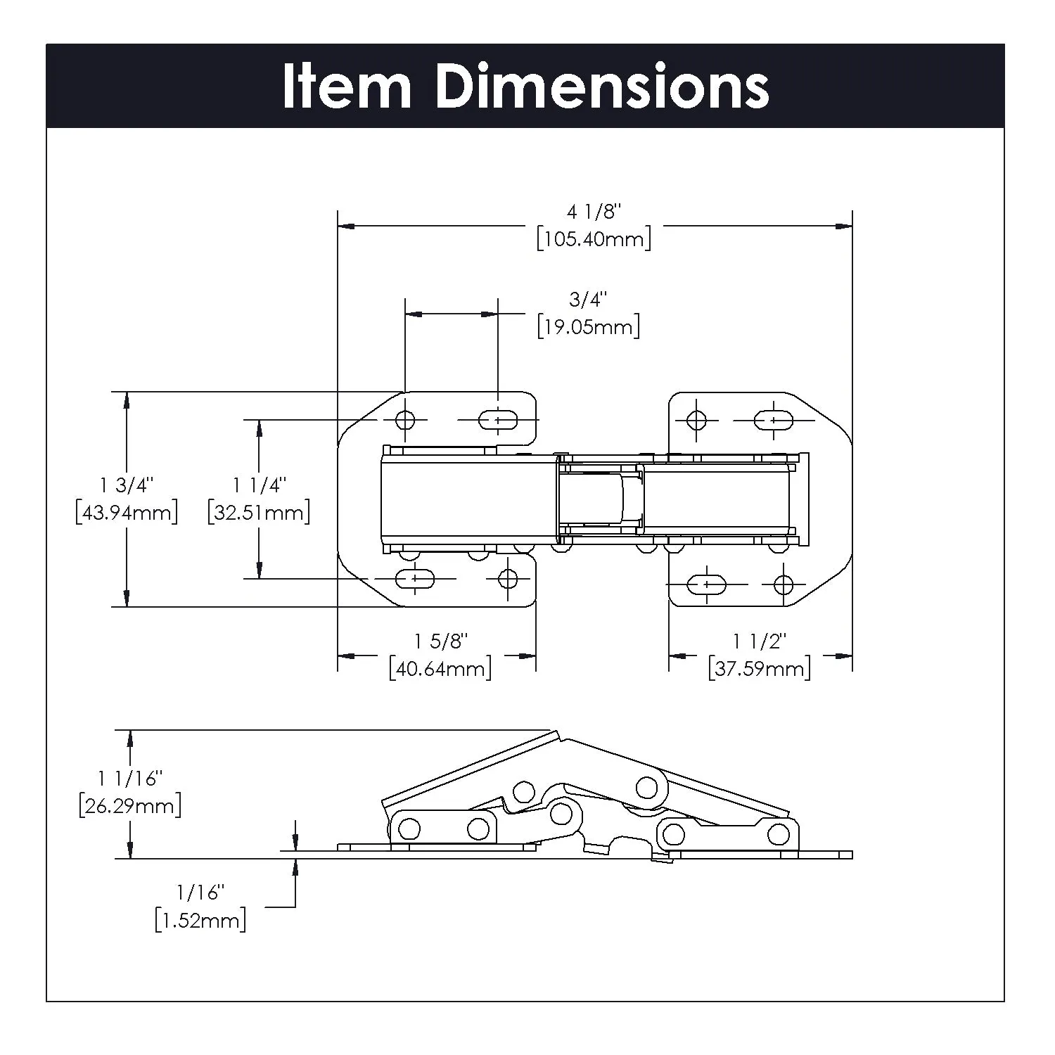 Concealed Variable Overlay/Inset Frameless Easy On Cadmium Hinge