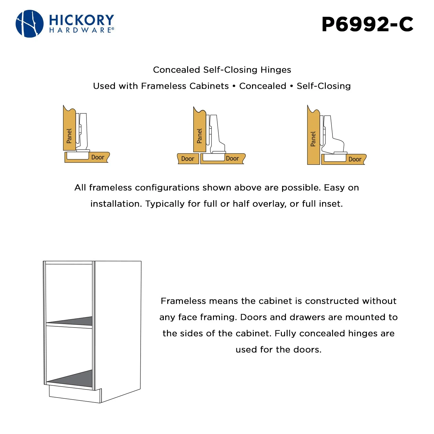 Concealed Variable Overlay/Inset Frameless Easy On Cadmium Hinge