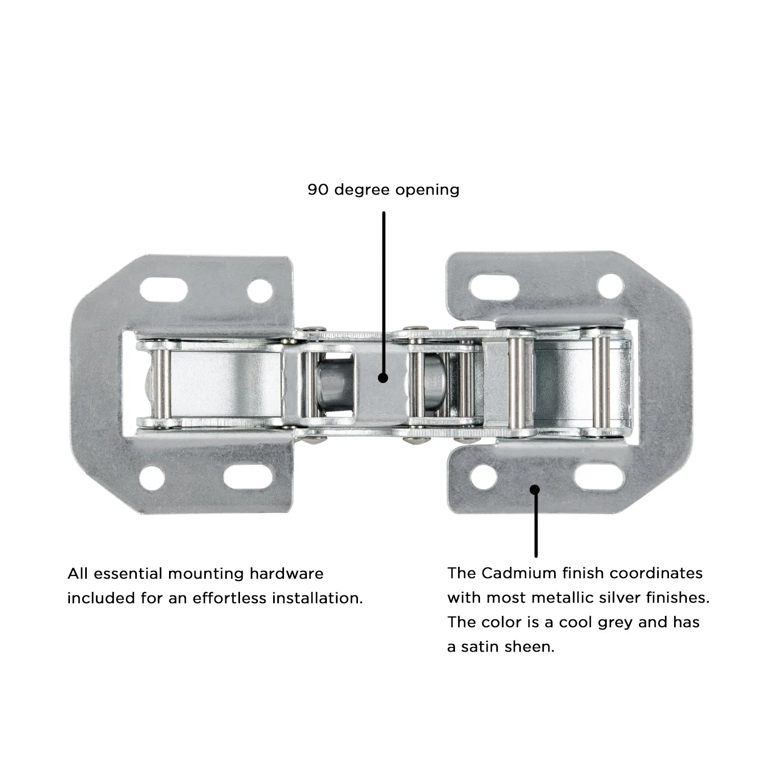 Concealed Variable Overlay/Inset Frameless Easy On Cadmium Hinge