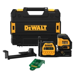 DeWALT DCLE34020GB Cross Line Laser Level, 165 ft, 1/8 in at 30 ft Accuracy, 3-Beam, Green Laser :EA: QUANTITY: 1
