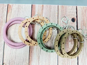 Elegant Silicone Bracelet Keychain - 3.5" Bracelet with Silver Plate Key Ring & Quick Release Clip (4 colours to choose from)