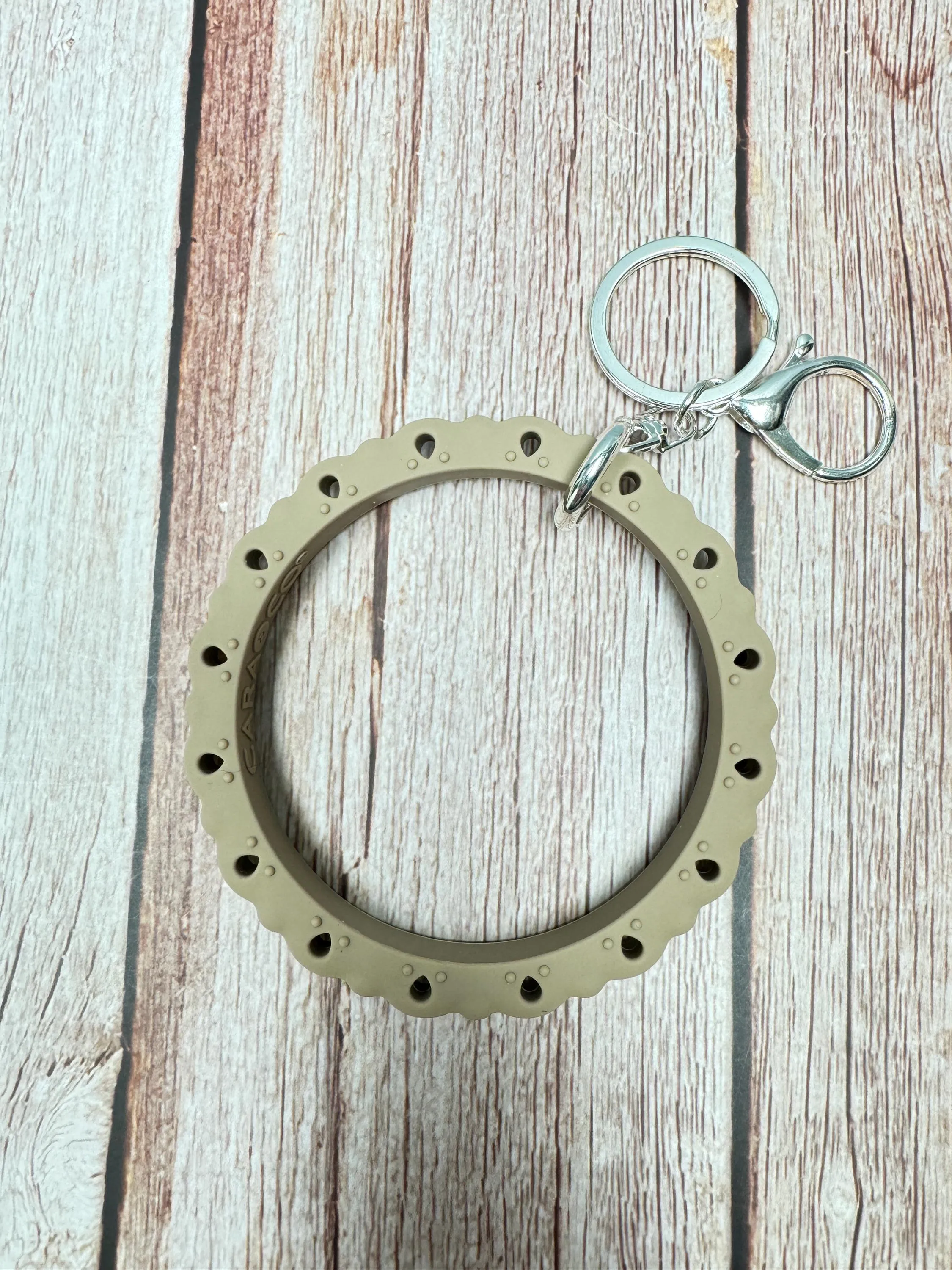 Elegant Silicone Bracelet Keychain - 3.5" Bracelet with Silver Plate Key Ring & Quick Release Clip (4 colours to choose from)