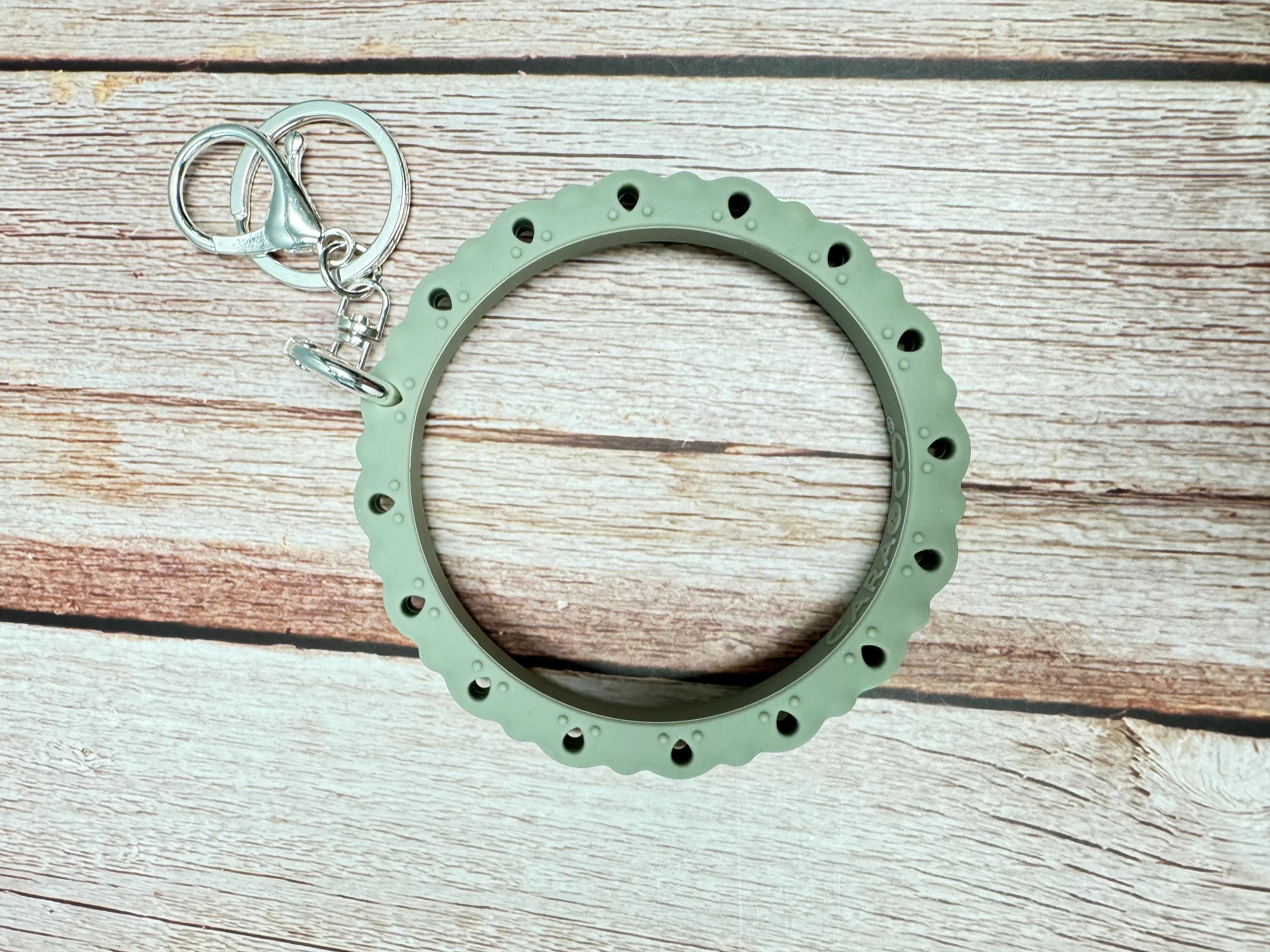 Elegant Silicone Bracelet Keychain - 3.5" Bracelet with Silver Plate Key Ring & Quick Release Clip (4 colours to choose from)