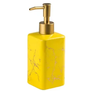 FabSeasons Yellow Matte Design Ceramic Soap Dispenser, 320ML