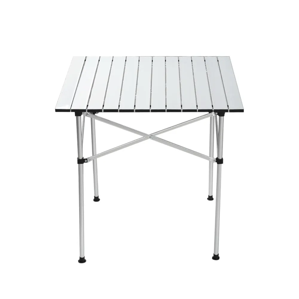 Folding Camping Table 70cm Roll Up Outdoor Picnic BBQ Aluminium Desk
