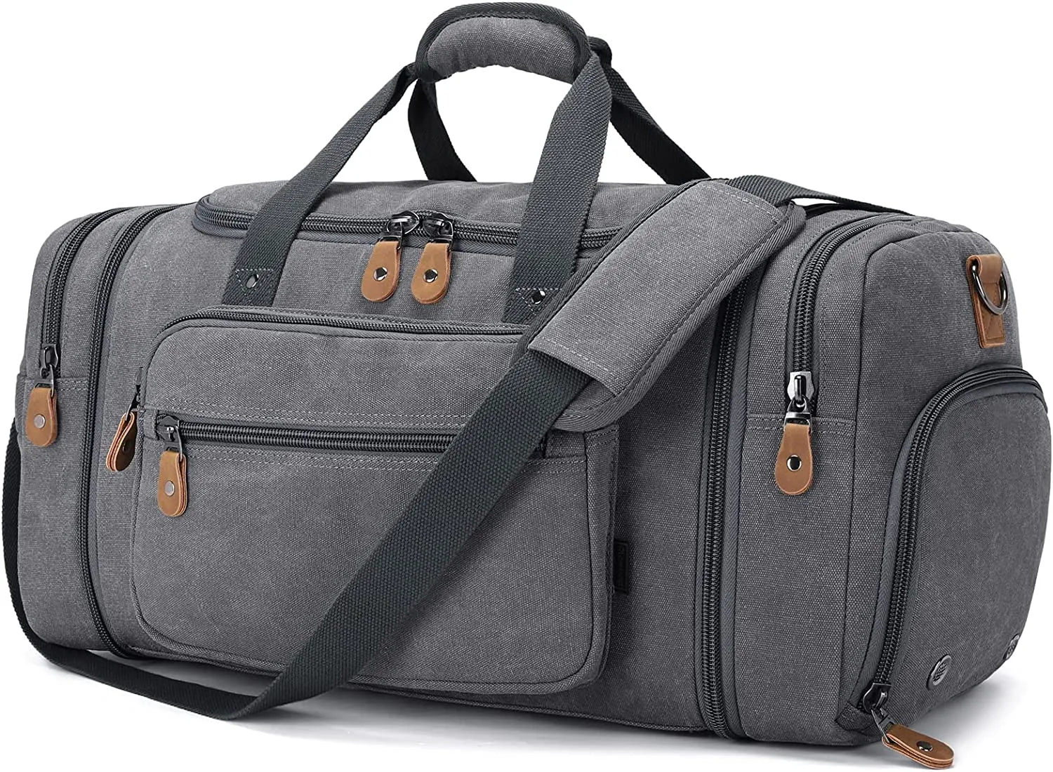 Gonex Canvas Duffle Bag for Travel 60L Duffel Overnight Weekend Bag(Coffee)
