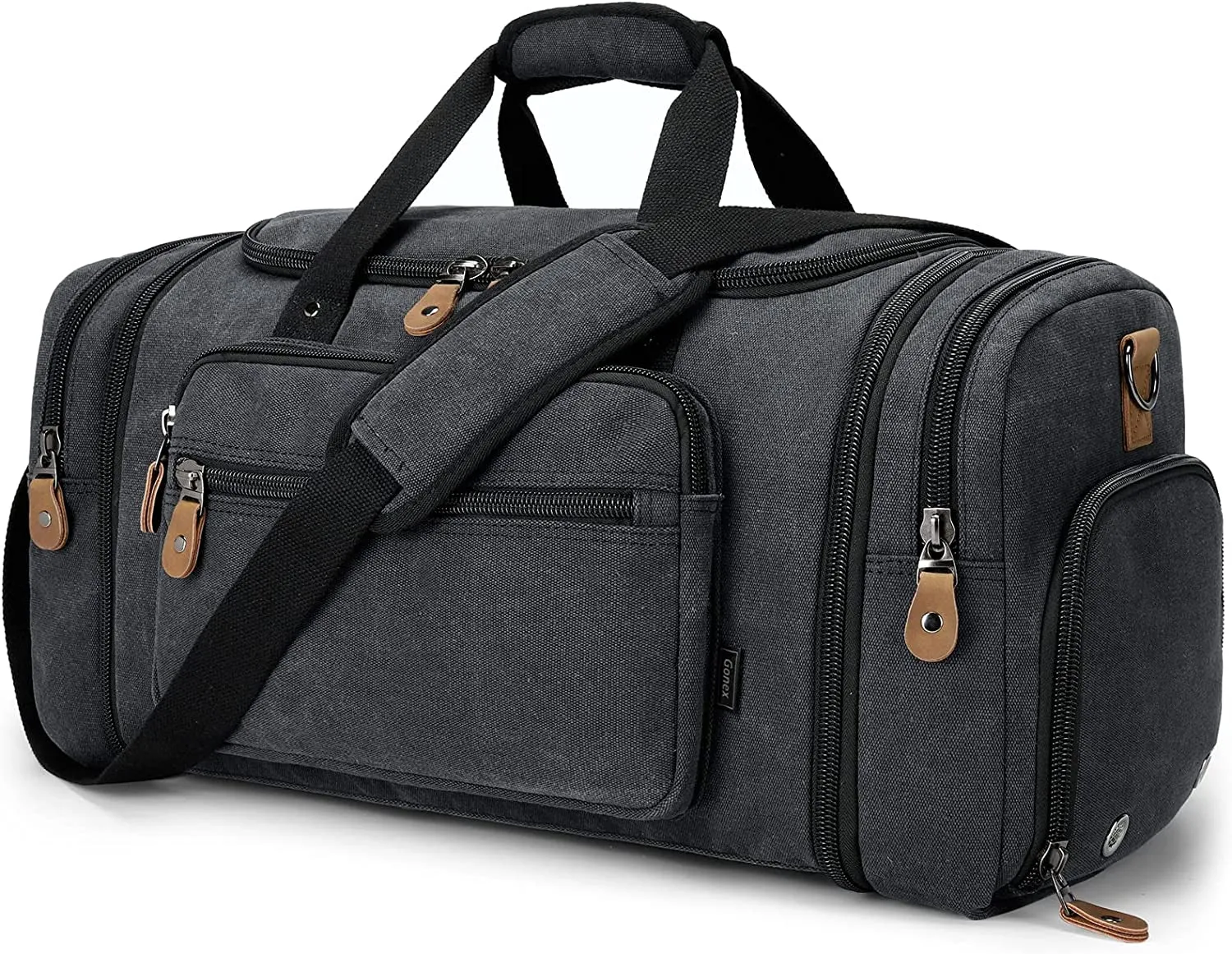 Gonex Canvas Duffle Bag for Travel 60L Duffel Overnight Weekend Bag(Coffee)