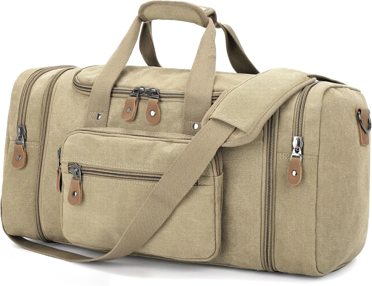 Gonex Canvas Duffle Bag for Travel 60L Duffel Overnight Weekend Bag(Coffee)