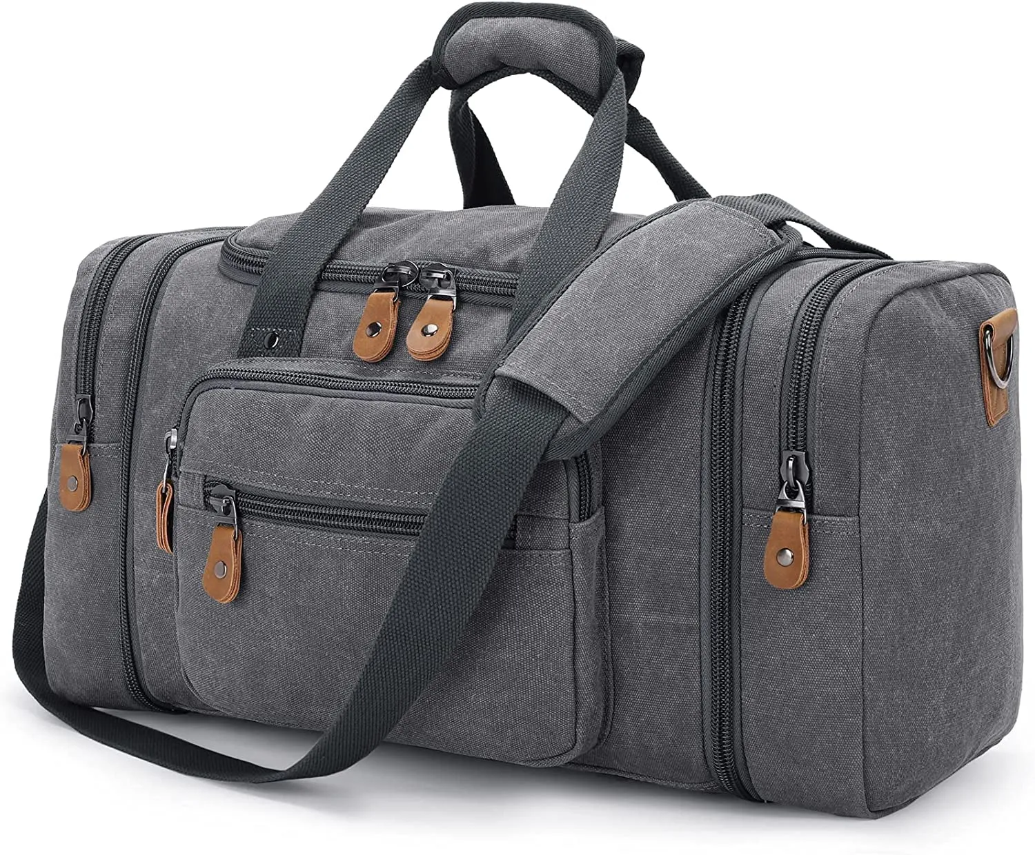 Gonex Canvas Duffle Bag for Travel 60L Duffel Overnight Weekend Bag(Coffee)