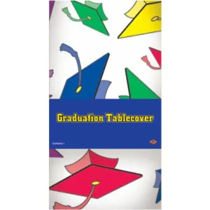 Graduate Caps Plastic Rectangular Tablecover for Graduation Party Decor (1/Pk)