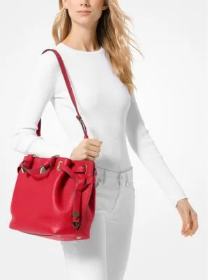 Greta Large Pebbled Leather Satchel