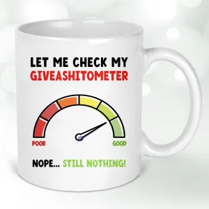 Humorous 'Giveashitometer' Mug with Coaster - Perfect Fun Gift for Workmates