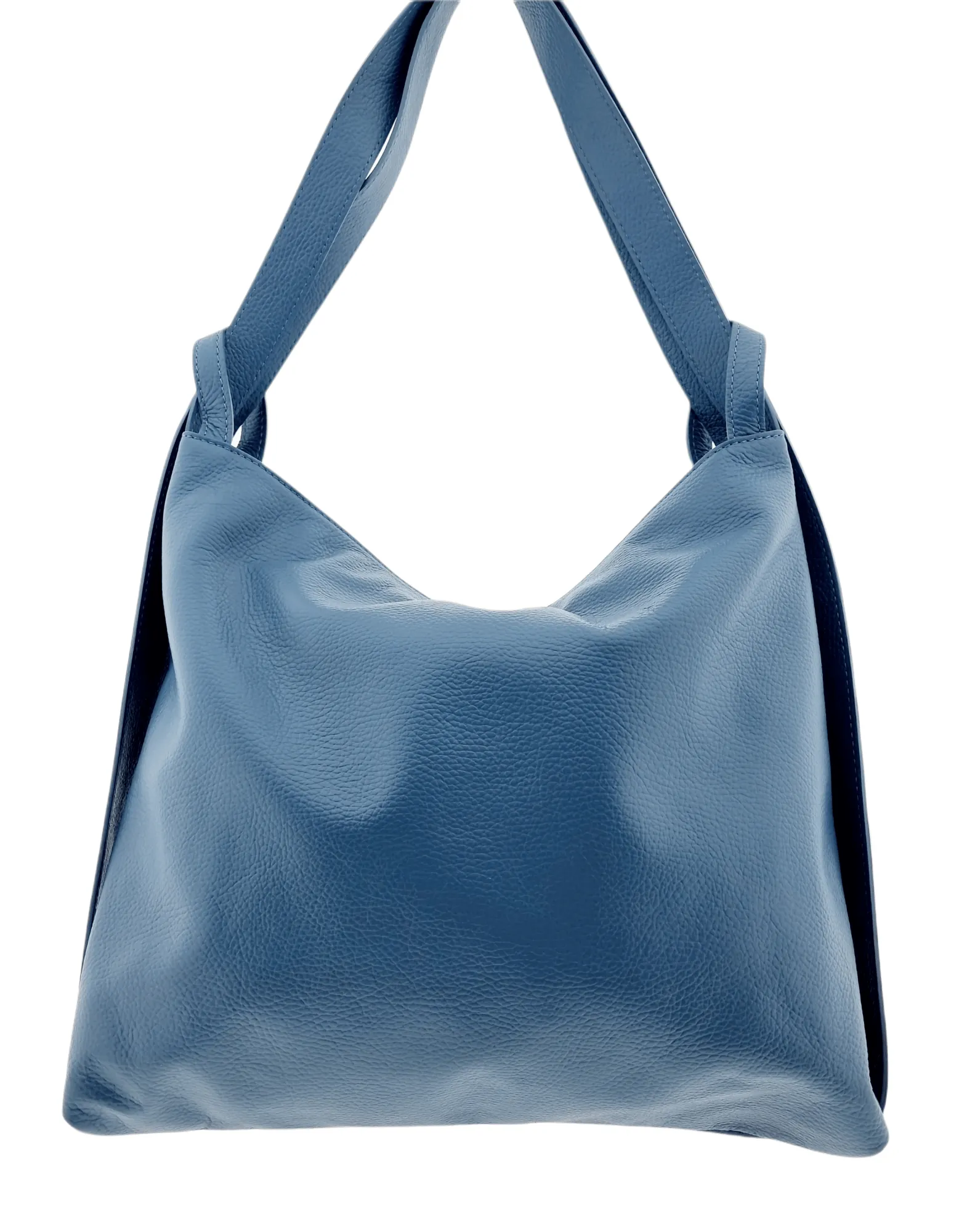 Italian Leather High Quality Large Leather Convertible Backpack -Ultimati Dusty Blue