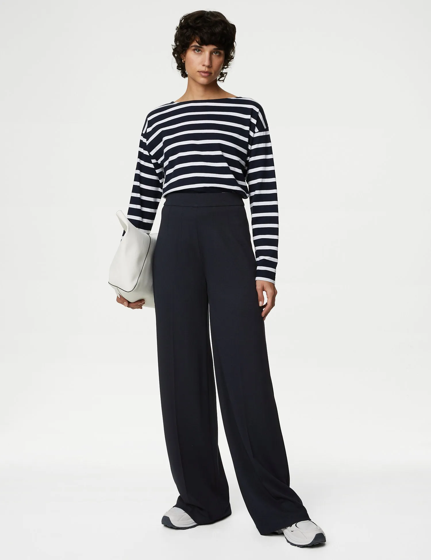 Jersey Wide Leg Trousers with Stretch
