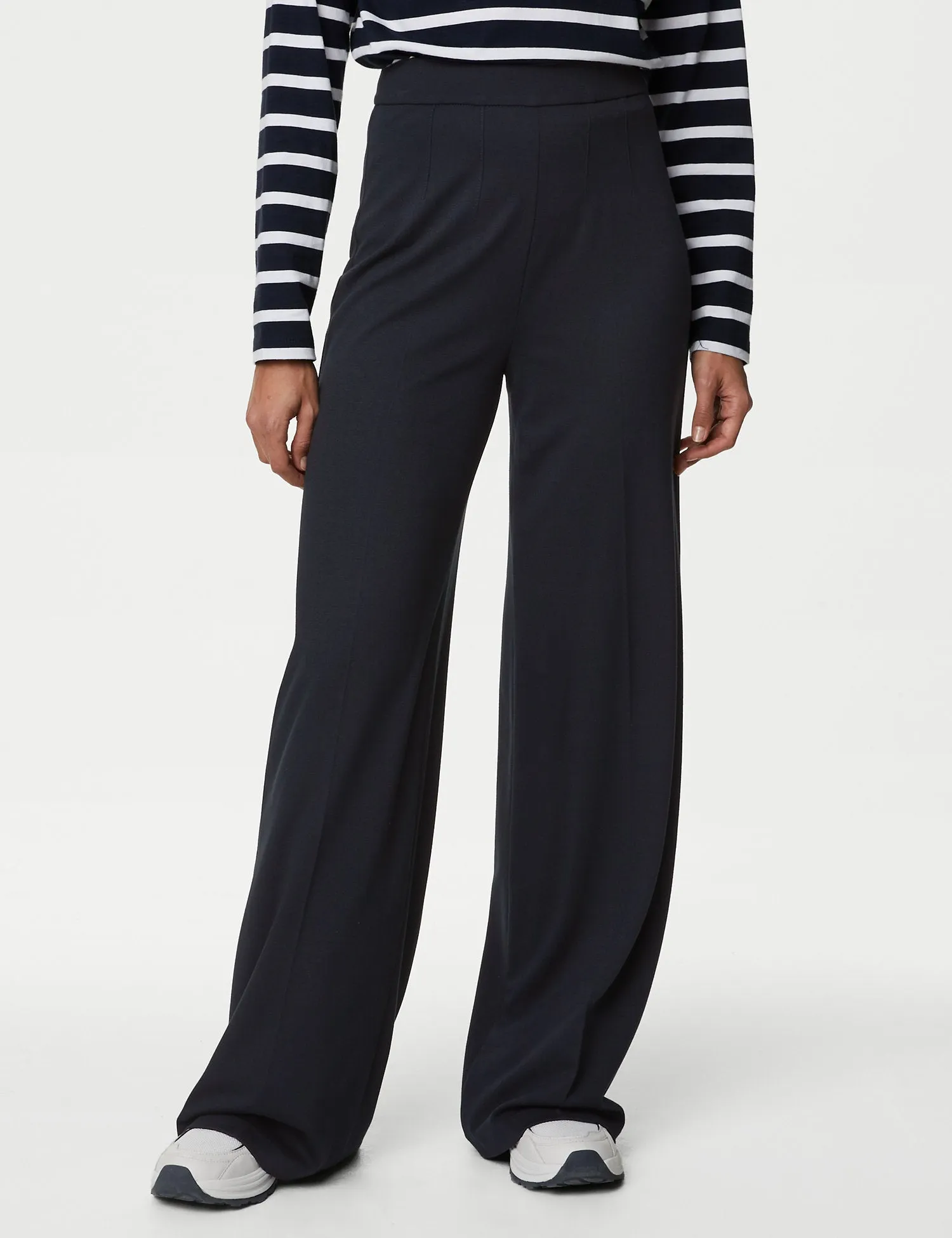 Jersey Wide Leg Trousers with Stretch