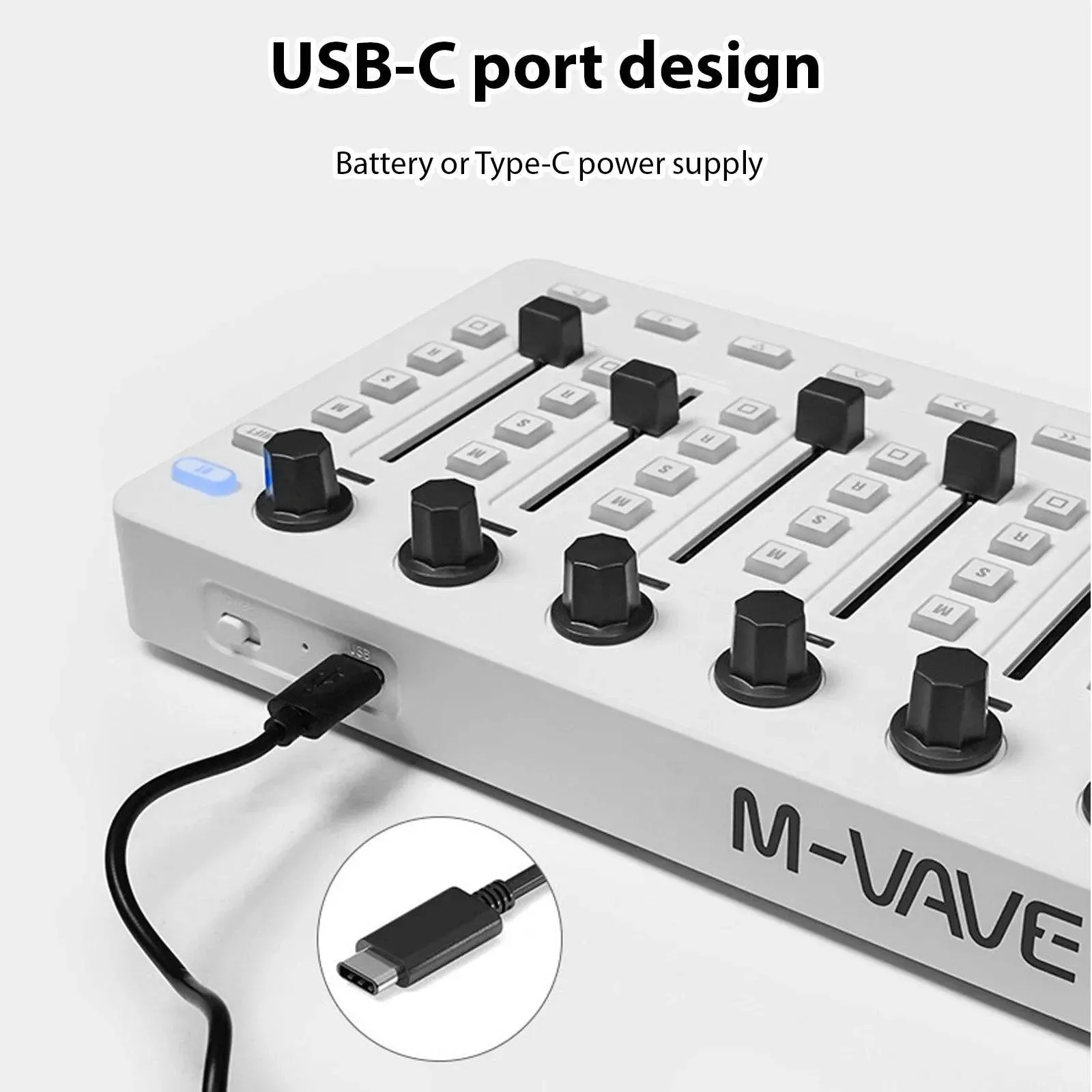 MIDI Controlle MIDI Mixing Console with 43 Buttons 8 Knobs 8 Push Buttons BT Connection Battery/Type-C MIDI Controller Mixer