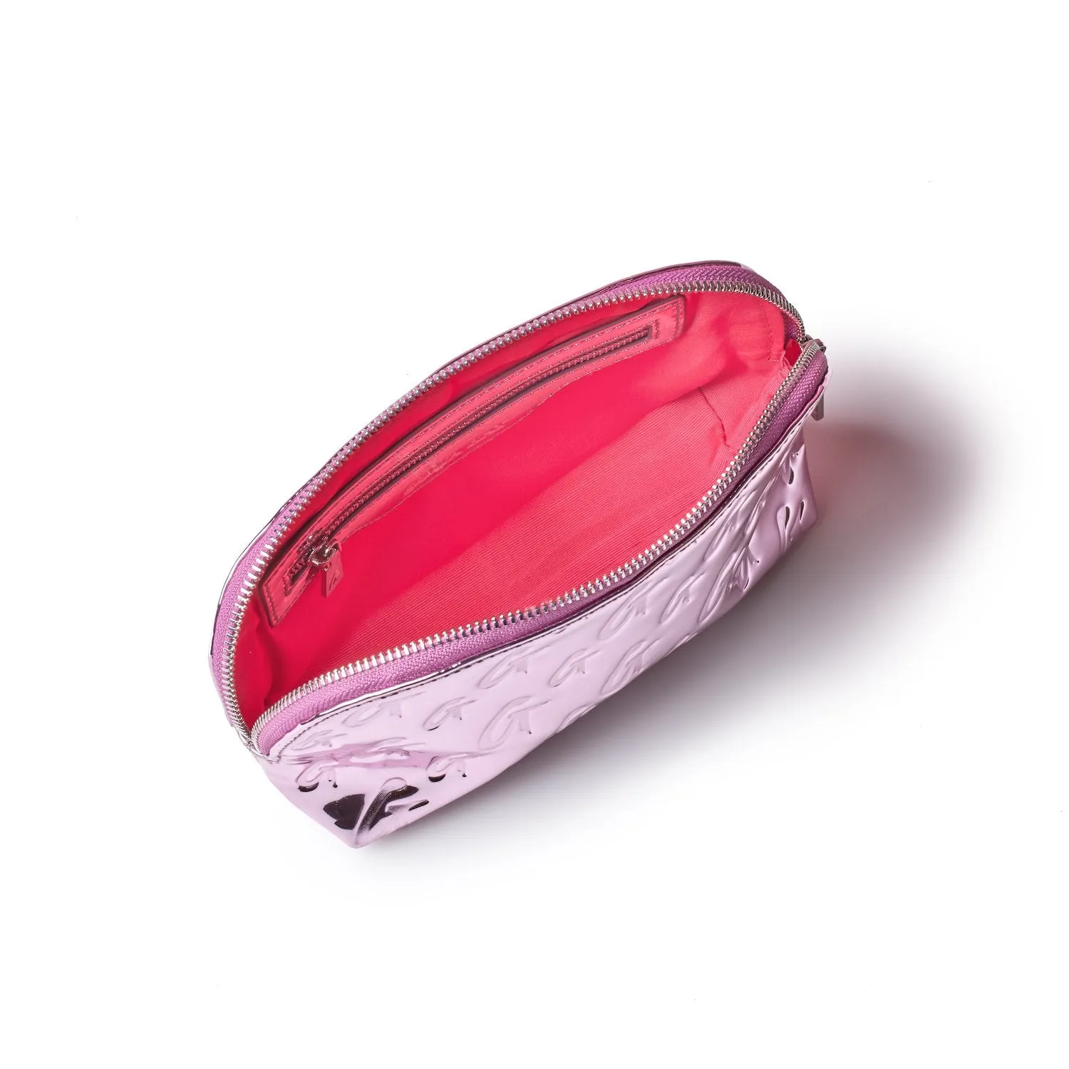 MONOGRAM COSMETIC POUCH METALLIC PINK