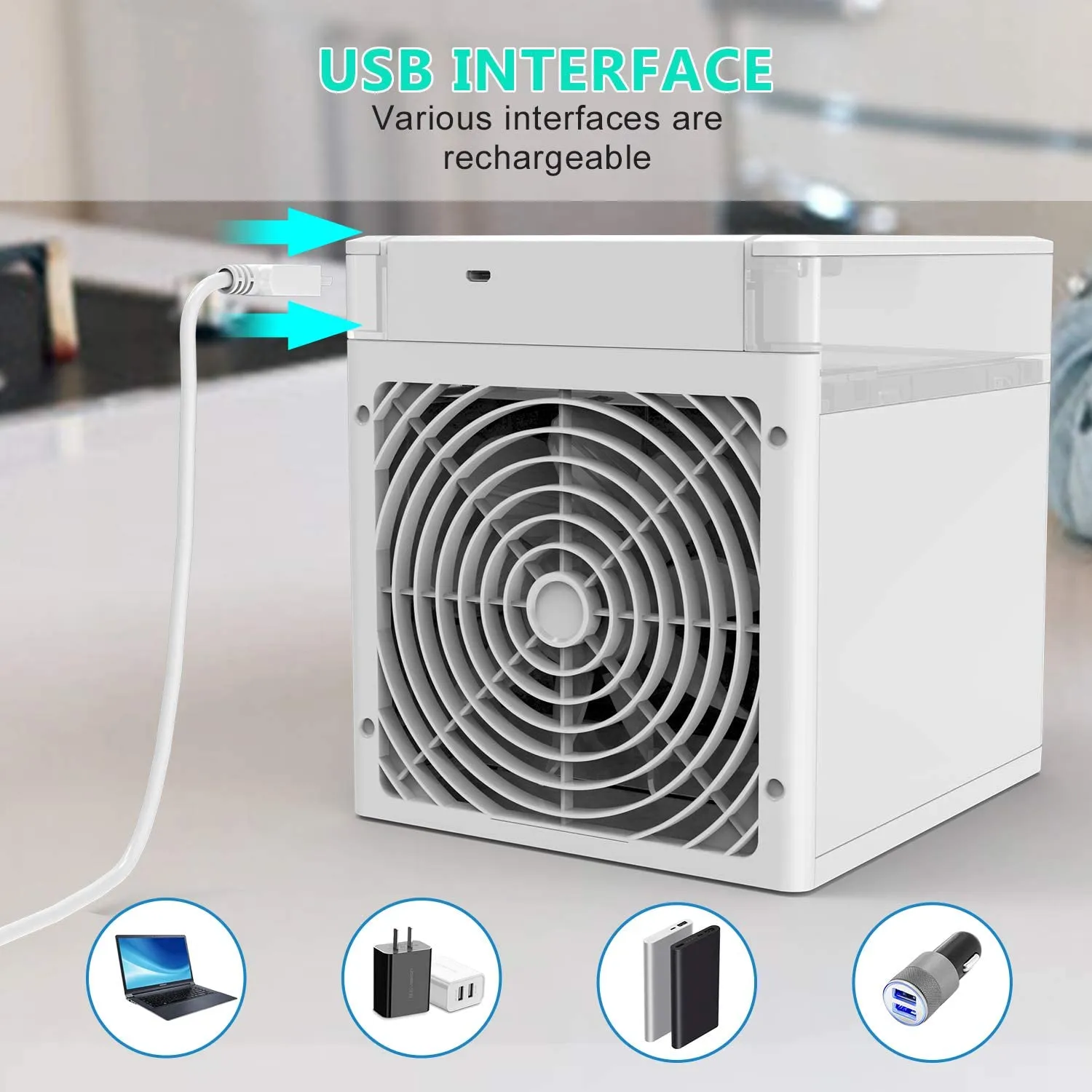 Multi-functional mini desktop cooler（Water cooling,Color switching）/home/office/bedroom