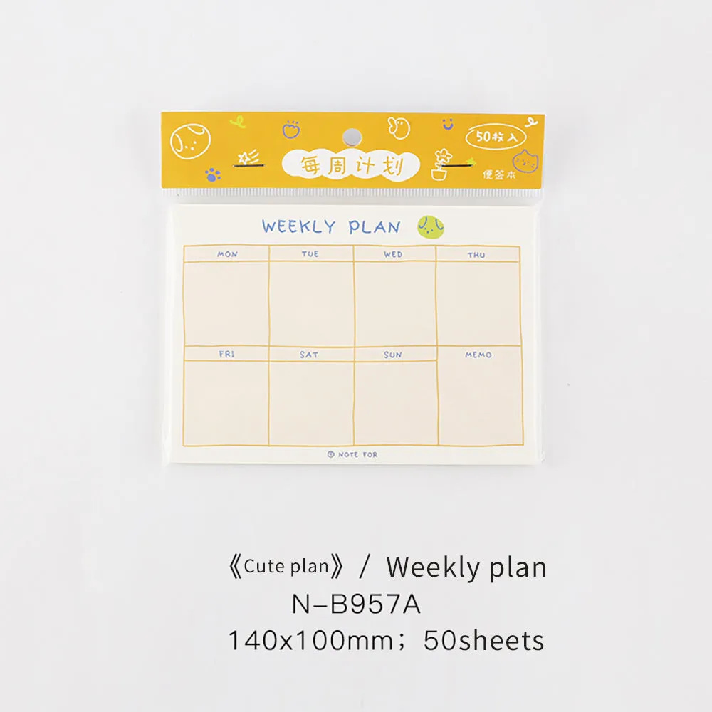 NOTE FOR note pad "Cute Plan" todo list plan check-in cute ins style handbook message pad note paper note pad to-do