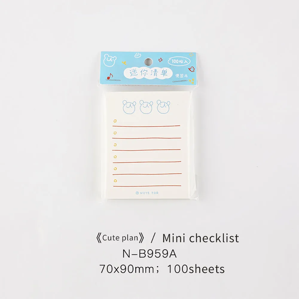 NOTE FOR note pad "Cute Plan" todo list plan check-in cute ins style handbook message pad note paper note pad to-do