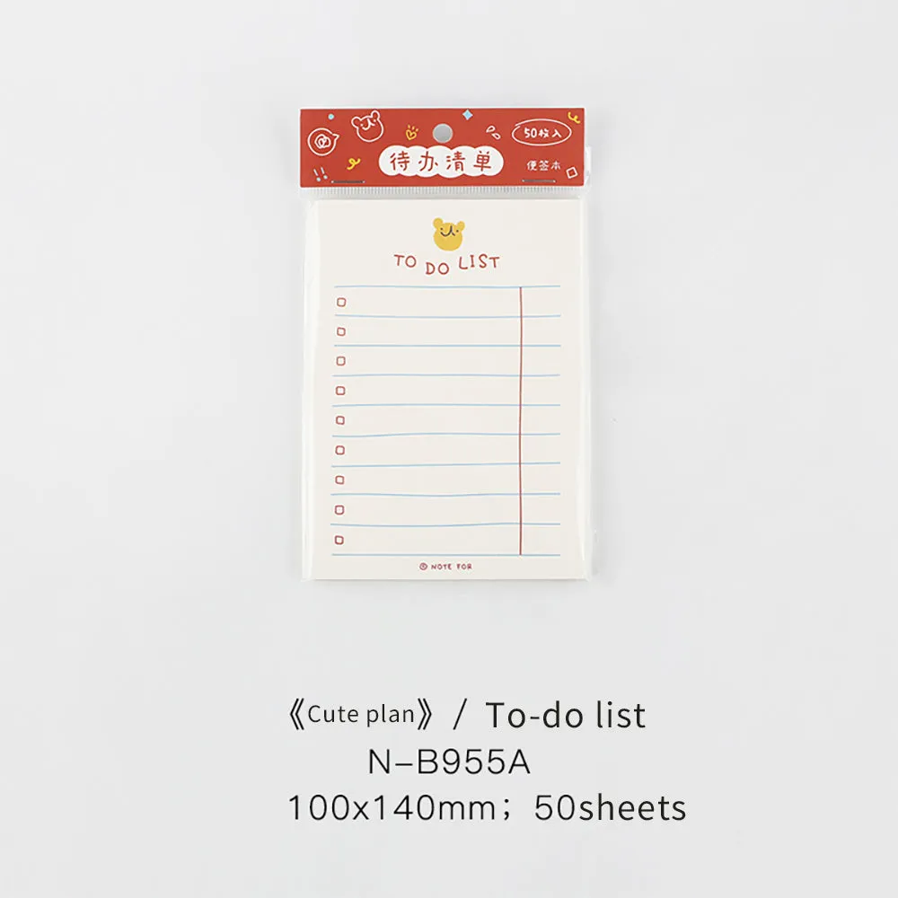 NOTE FOR note pad "Cute Plan" todo list plan check-in cute ins style handbook message pad note paper note pad to-do