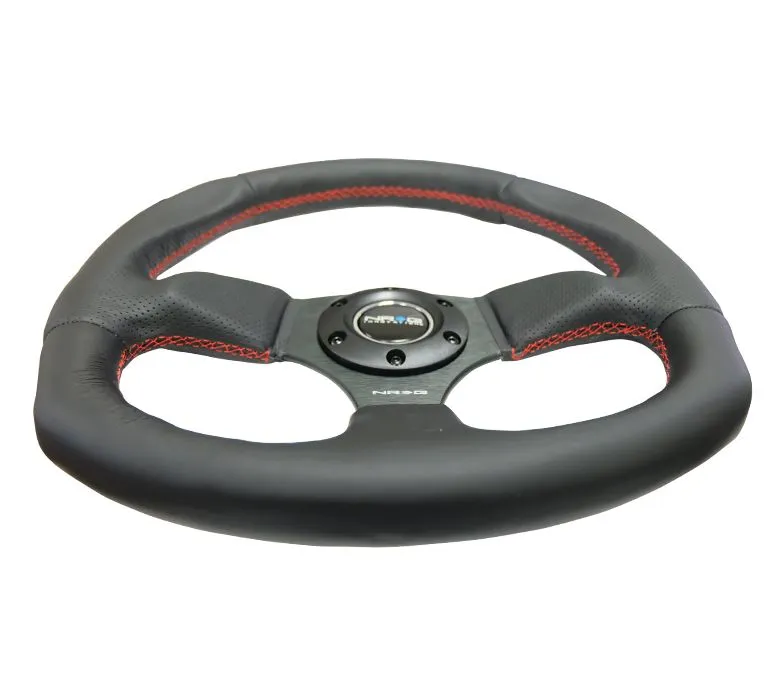 NRG Reinforced Steering Wheel - Leather Steering Wheel w/ RED stitch - RST-009R-RS